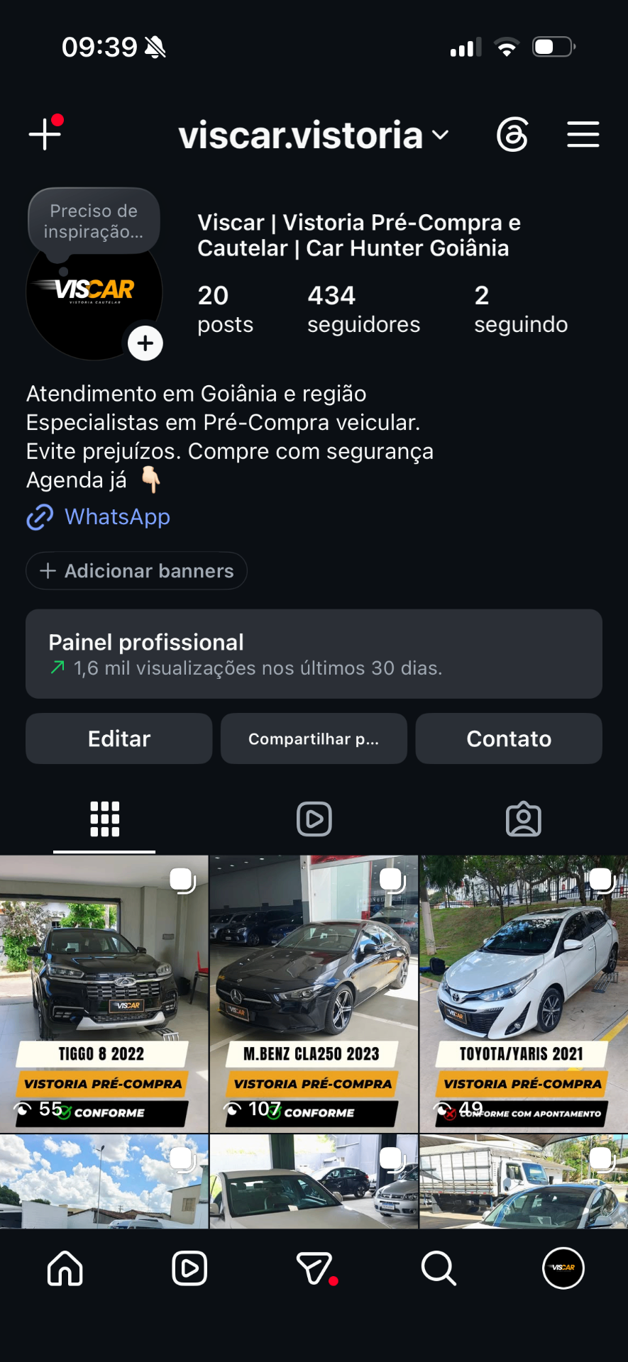 Perfil @viscar.vistoria no Instagram